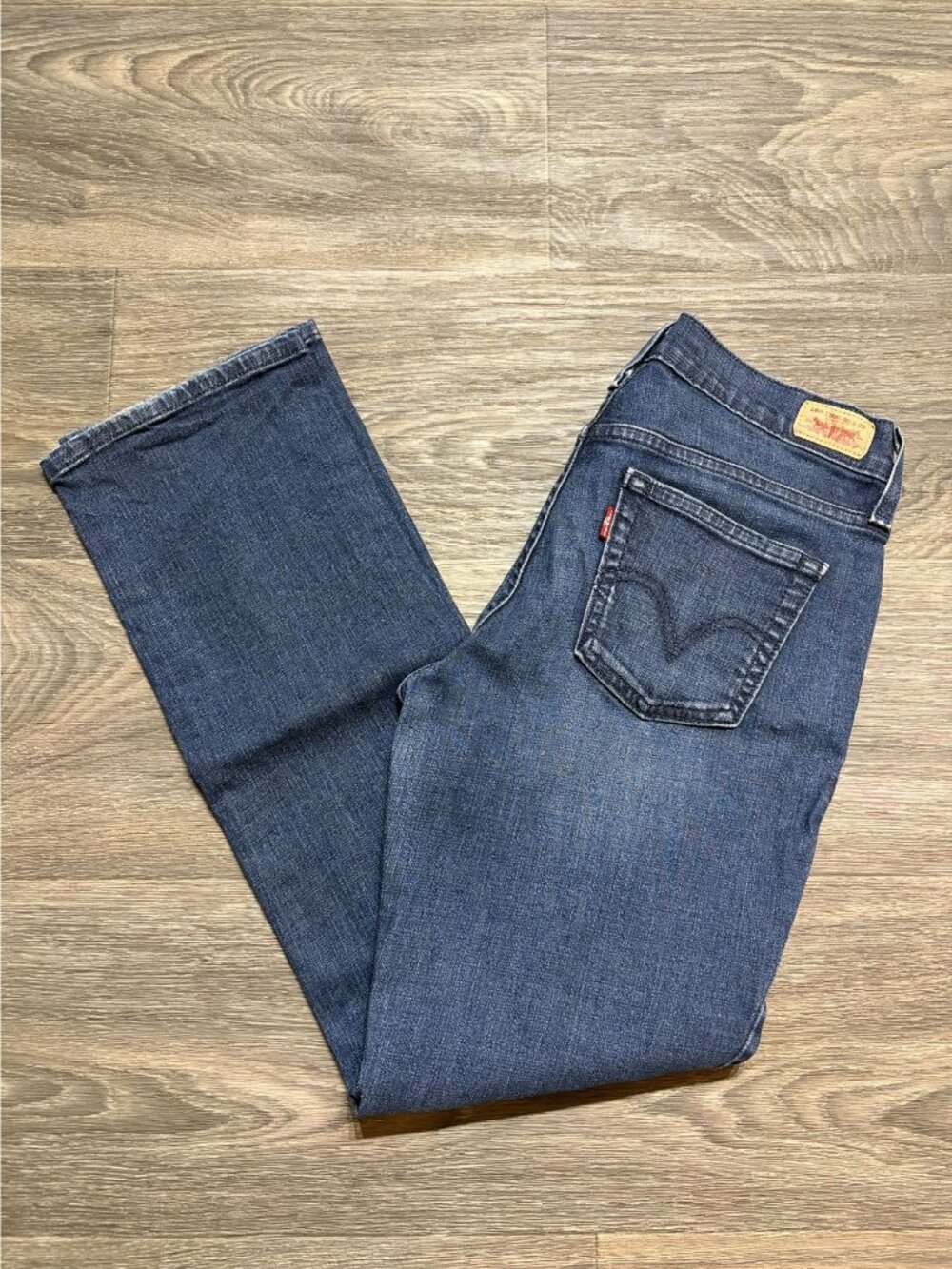 Levis 505 Straight Leg Jeans 4 Dark Wash Denim Stretch Cotton Blend Classic